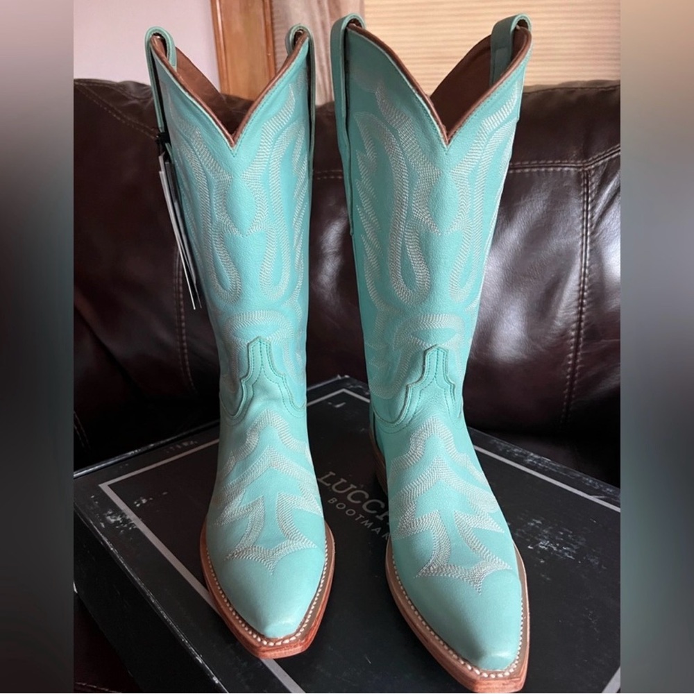 Lucchese 1883 6.5 Women's Turquoise Western Cowboy Boots